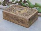Hand Carved Yin Yang Wooden Box Keepsake Jewelry Storage