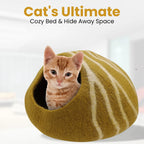 KayJayStyles Felt Cat Cave / Cat Bed / Warm Cat House / Cat Cocoon Hand Felted Natural Wool Eco-Friendly - Great Cat Gift