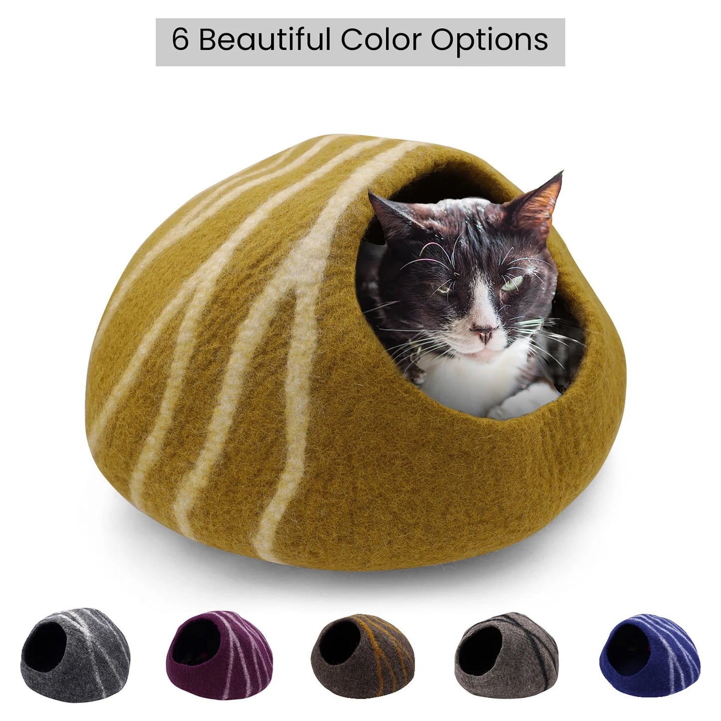 KayJayStyles Felt Cat Cave / Cat Bed / Warm Cat House / Cat Cocoon Hand Felted Natural Wool Eco-Friendly - Great Cat Gift