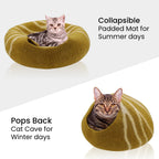 KayJayStyles Felt Cat Cave / Cat Bed / Warm Cat House / Cat Cocoon Hand Felted Natural Wool Eco-Friendly - Great Cat Gift