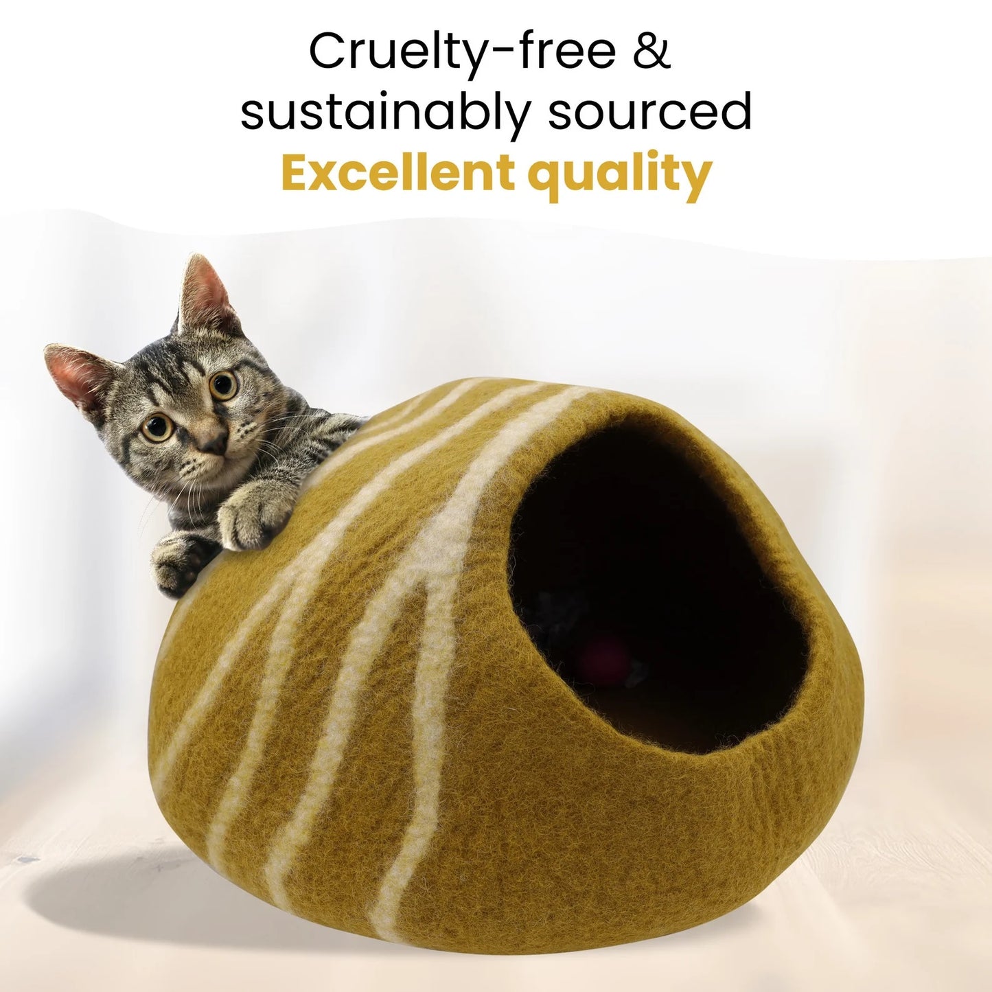 KayJayStyles Felt Cat Cave / Cat Bed / Warm Cat House / Cat Cocoon Hand Felted Natural Wool Eco-Friendly - Great Cat Gift