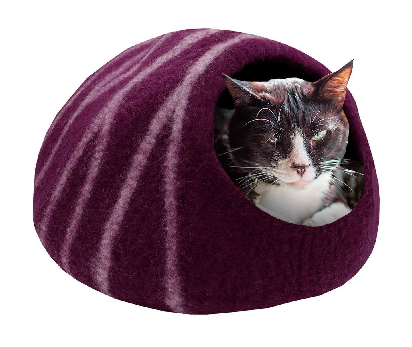 KayJayStyles Felt Cat Cave / Cat Bed / Warm Cat House / Cat Cocoon Hand Felted Natural Wool Eco-Friendly - Great Cat Gift