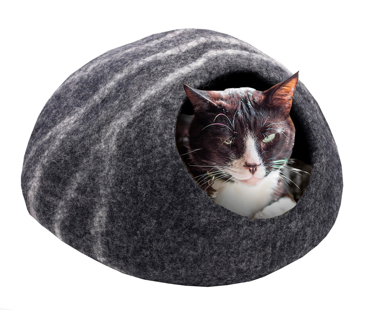 KayJayStyles Felt Cat Cave / Cat Bed / Warm Cat House / Cat Cocoon Hand Felted Natural Wool Eco-Friendly - Great Cat Gift