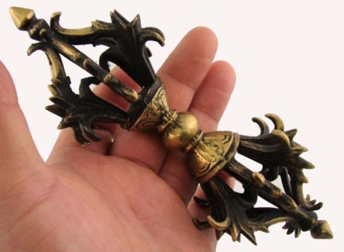 DharmaObjects Tibetan Buddhist Brass (Vajra) Thunderbolt Nine Spokes Dorjee / Dorji (6.5 Inches) - DharmaObjects