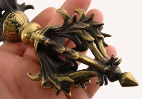 DharmaObjects Tibetan Buddhist Brass (Vajra) Thunderbolt Nine Spokes Dorjee / Dorji (6.5 Inches) - DharmaObjects