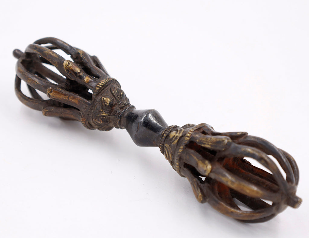 DharmaObjects Tibetan Buddhist Brass (Vajra) Thunderbolt Nine Spokes Dorjee / Dorji (6.5 Inches) - DharmaObjects