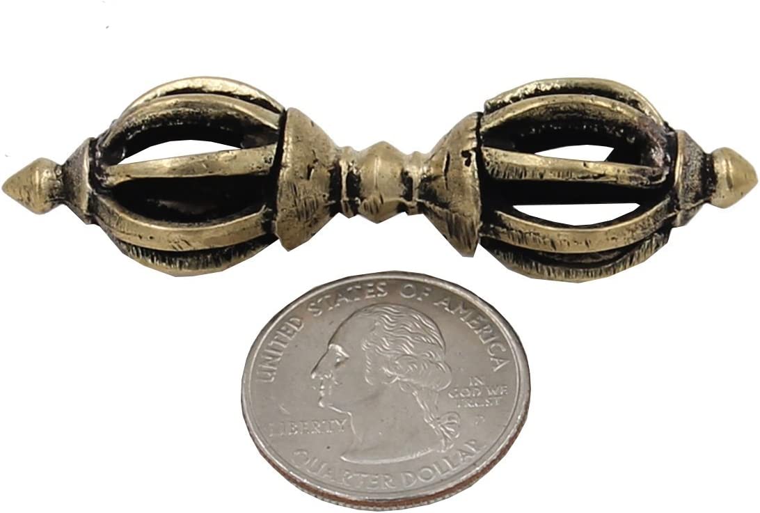 Tibetan Buddhist Brass (Vajra) Thunderbolt Nine Spokes Dorjee/Dorji (2.5 Inches)