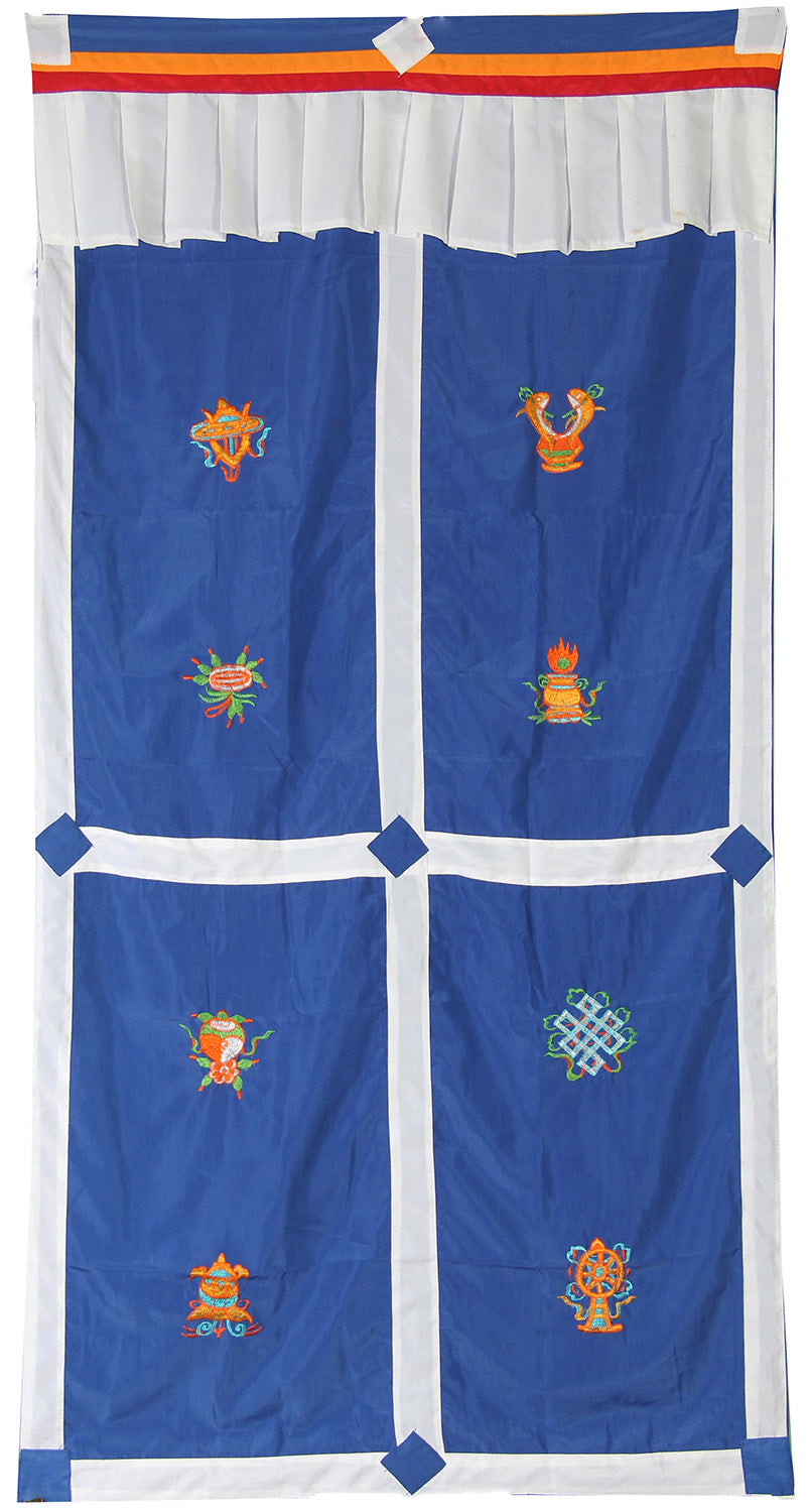 Tibetan Buddhist 8 Lucky Symbols Kalachakra Door Curtain wall hanging - DharmaObjects