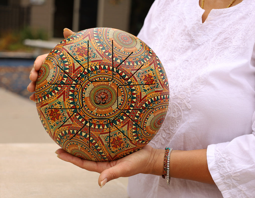 Steel Tongue Drum 8 Notes 10 Inches Tank Drum, Handpan Drum, Chakra Drum, Percussion with Mallets and Travel Bag