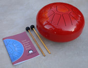 Steel Tongue Drum 11 Notes 10 Inches Tank Drum, Handpan Drum, Chakra Drum, Percussion with Padded Travel Bag and Mallets (Red)