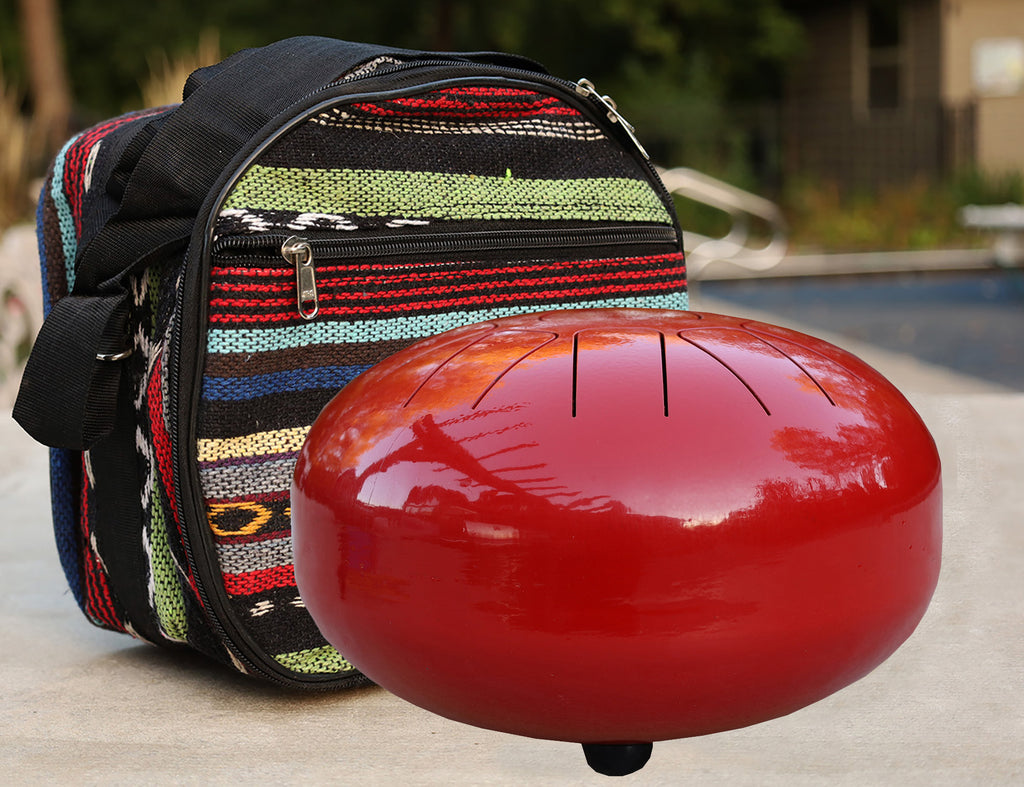 Steel Tongue Drum 11 Notes 10 Inches Tank Drum, Handpan Drum, Chakra Drum, Percussion with Padded Travel Bag and Mallets (Red)