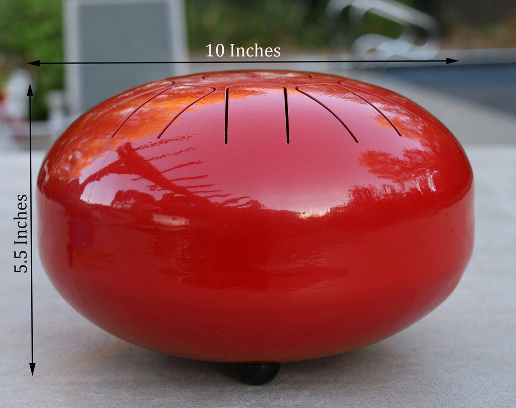 Steel Tongue Drum 11 Notes 10 Inches Tank Drum, Handpan Drum, Chakra Drum, Percussion with Padded Travel Bag and Mallets (Red)