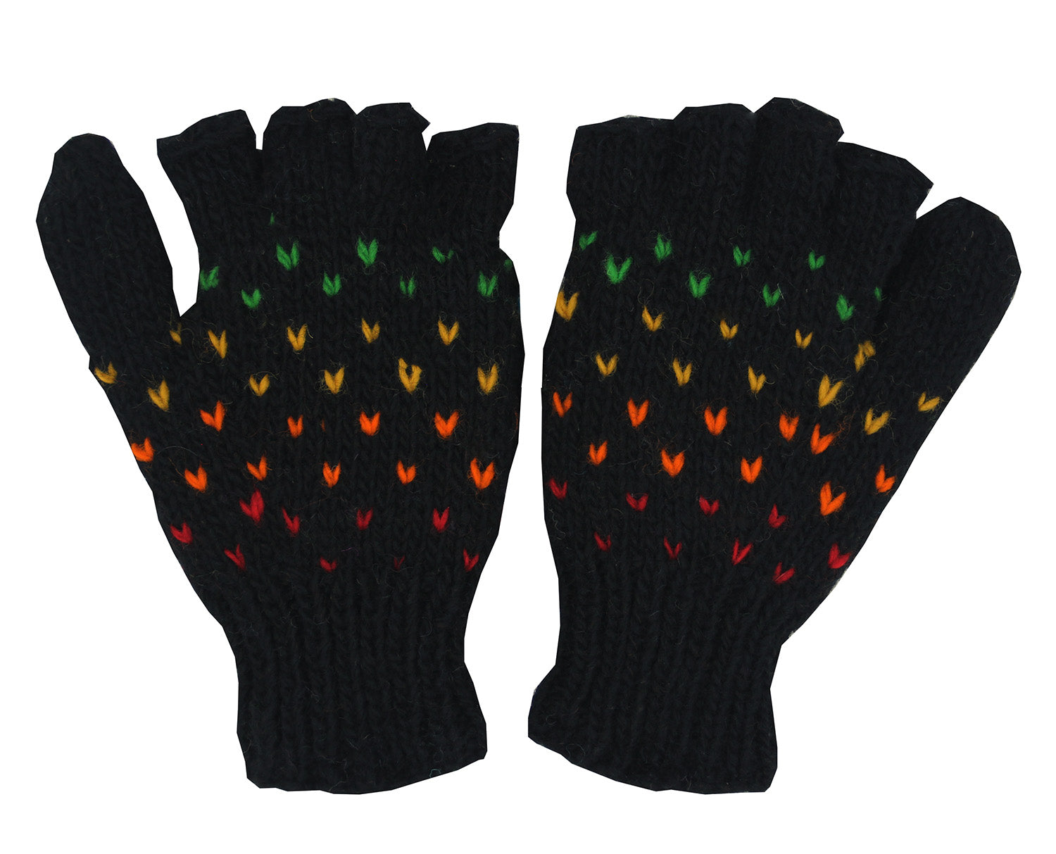Hand Knit 100% Wool Convertible Finger less Mittens Glove Nepal - DharmaObjects