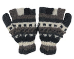 Hand Knit 100% Wool Convertible Finger less Mittens Glove Nepal - DharmaObjects