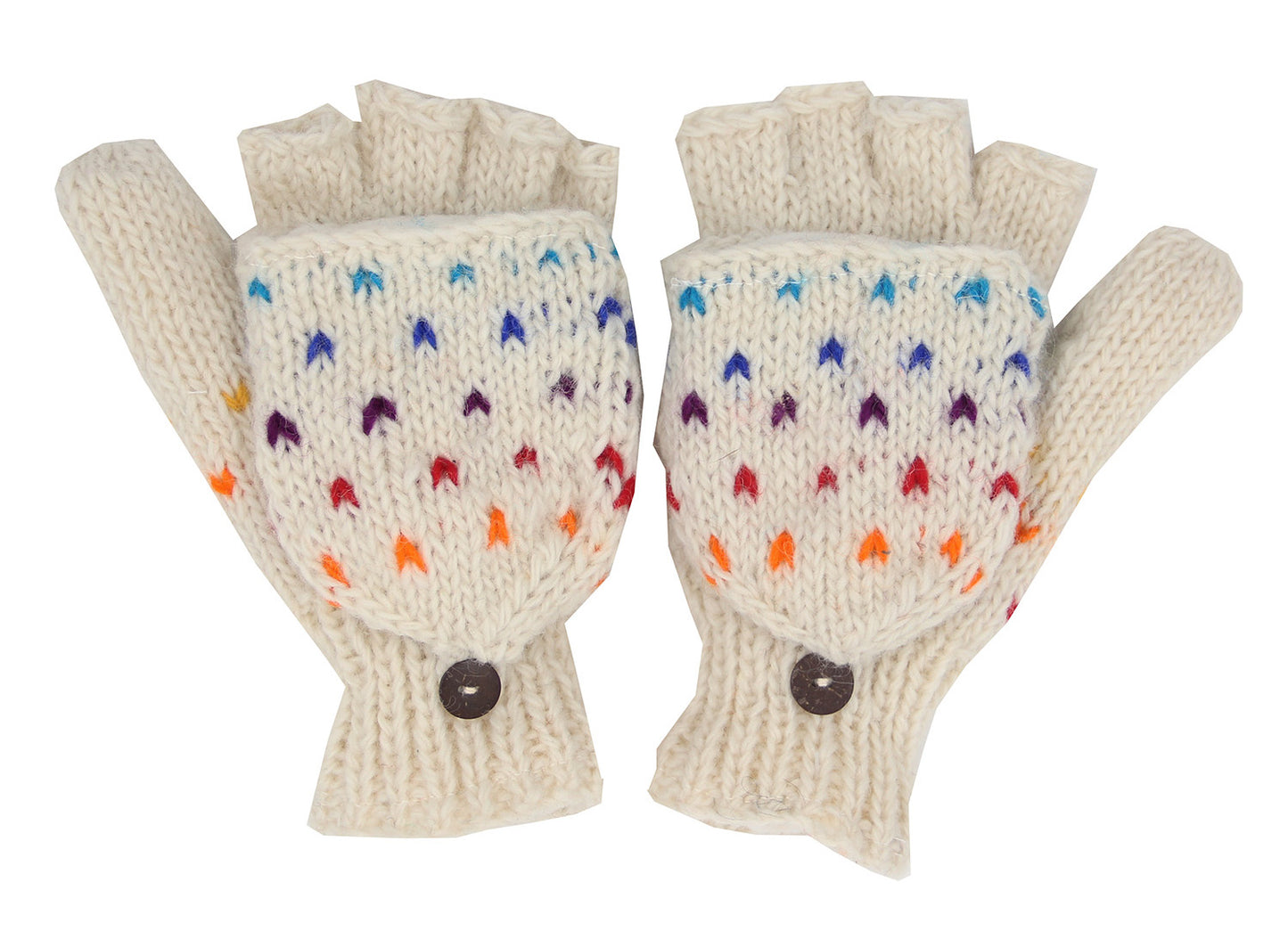 Hand Knit 100% Wool Convertible Finger less Mittens Glove Nepal - DharmaObjects