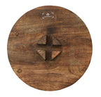 Hand Carved Wooden Round Meditation Table. Altar Table. Prayer Table. Puja. Shrine Table . Side or End Table 19 Inches High - DharmaObjects