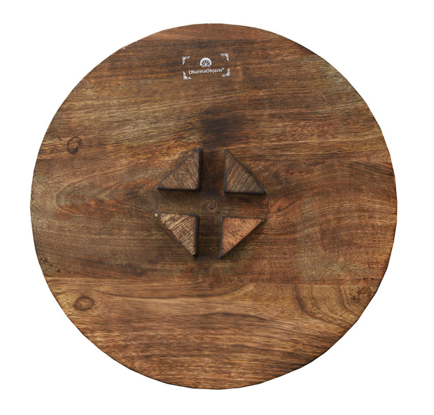 Hand Carved Wooden Round Meditation Table. Altar Table. Prayer Table. Puja. Shrine Table . Side or End Table 19 Inches High