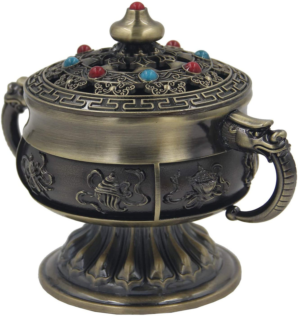 Large Heavy Duty Multi Purpose Charcoal Incense Burner 4 Inches Tall - DharmaObjects