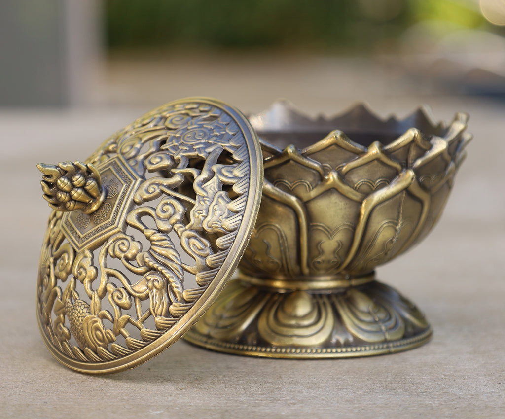 Large Heavy Duty Multi Purpose Charcoal Incense Burner 4 Inches Tall - DharmaObjects