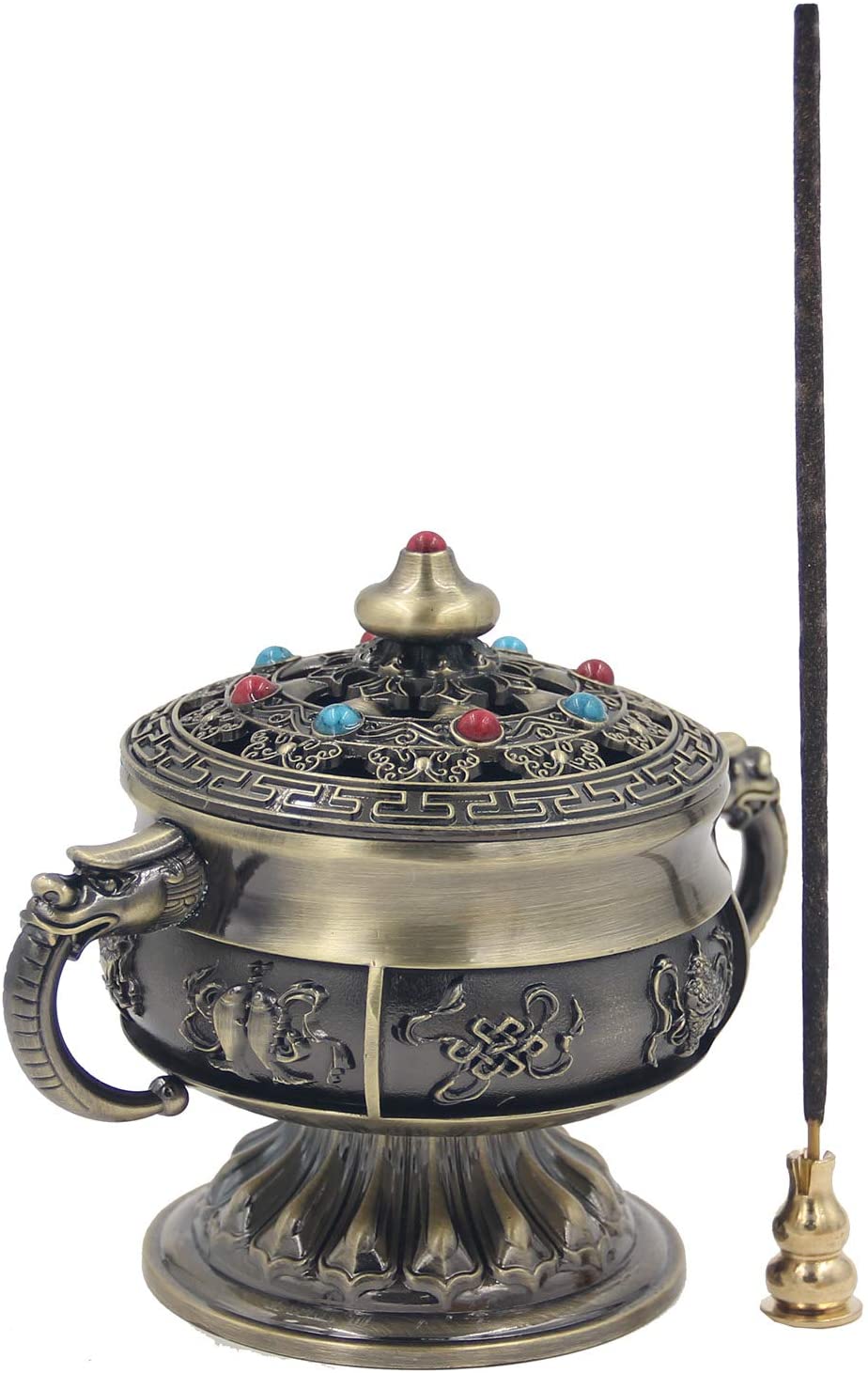 Large Heavy Duty Multi Purpose Charcoal Incense Burner 4 Inches Tall - DharmaObjects