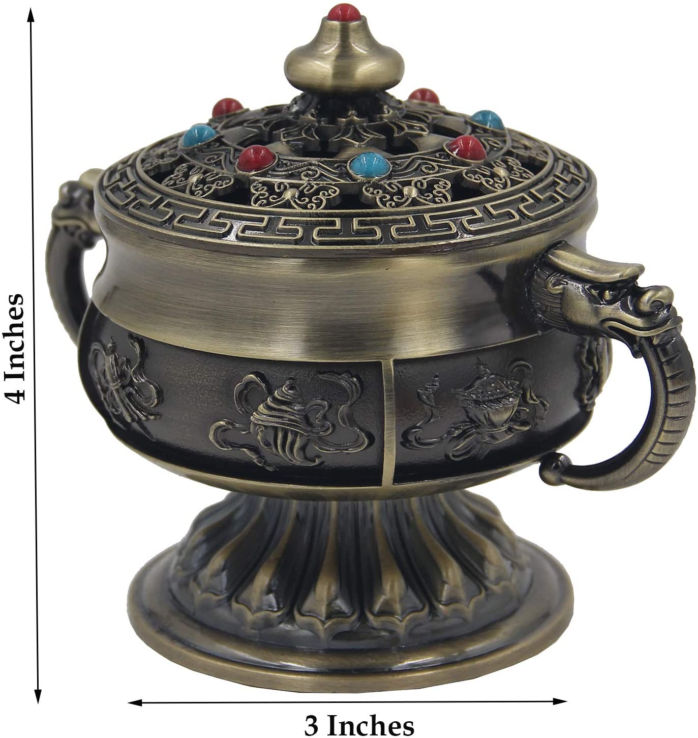 Large Heavy Duty Multi Purpose Charcoal Incense Burner 4 Inches Tall - DharmaObjects
