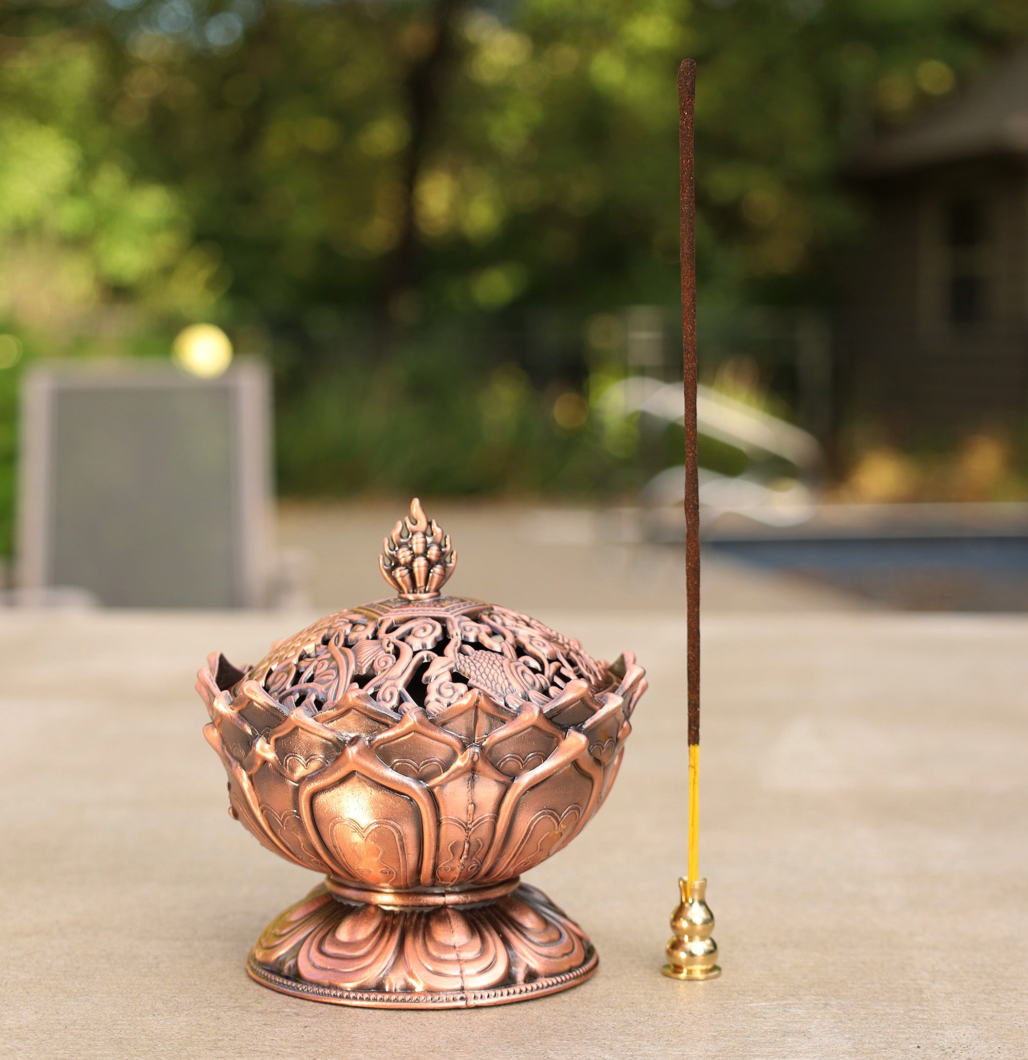 Large Heavy Duty Multi Purpose Charcoal Incense Burner 4 Inches Tall - DharmaObjects