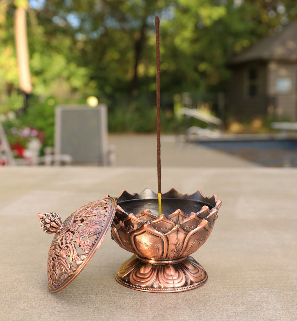 Large Heavy Duty Multi Purpose Charcoal Incense Burner 4 Inches Tall - DharmaObjects