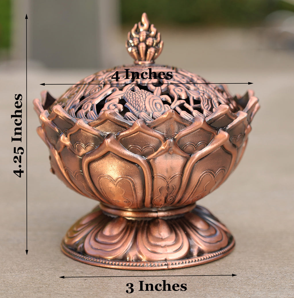 Large Heavy Duty Multi Purpose Charcoal Incense Burner 4 Inches Tall - DharmaObjects