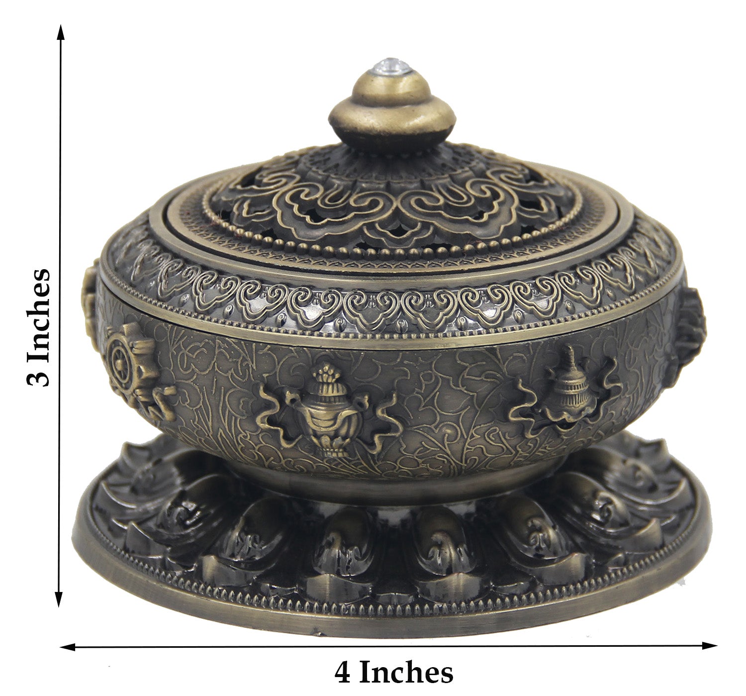 Charcoal Incense Burner 3 Inches Tall - DharmaObjects