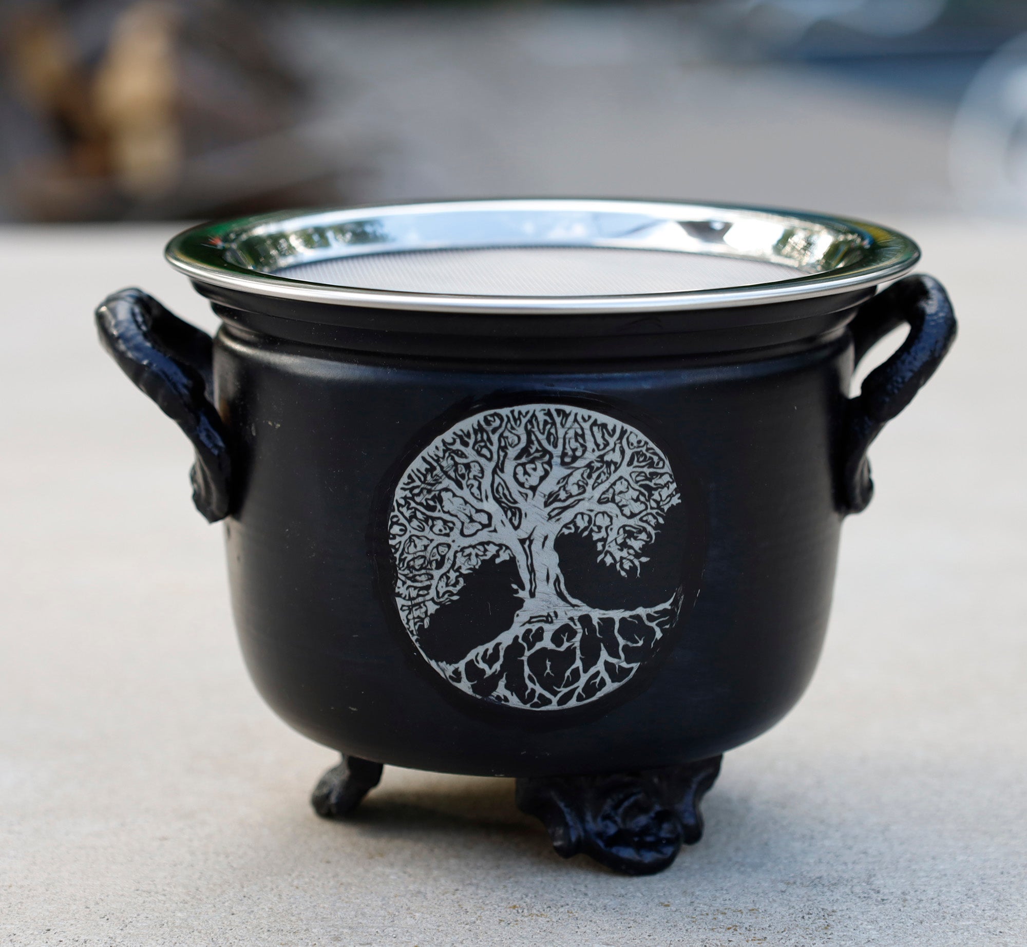 Large Tree Of Life Recycled Aluminum Incense Burner Smudge, Charcoal, Incense Sticks Burner.