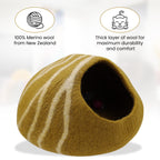 KayJayStyles Felt Cat Cave / Cat Bed / Warm Cat House / Cat Cocoon Hand Felted Natural Wool Eco-Friendly - Great Cat Gift