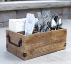 Mango Wood Utensils Caddy, Holder for Spoons, Forks, Knives, Salt Pepper, Napkins, Silverware Organizer, Flatware Holder - DharmaObjects