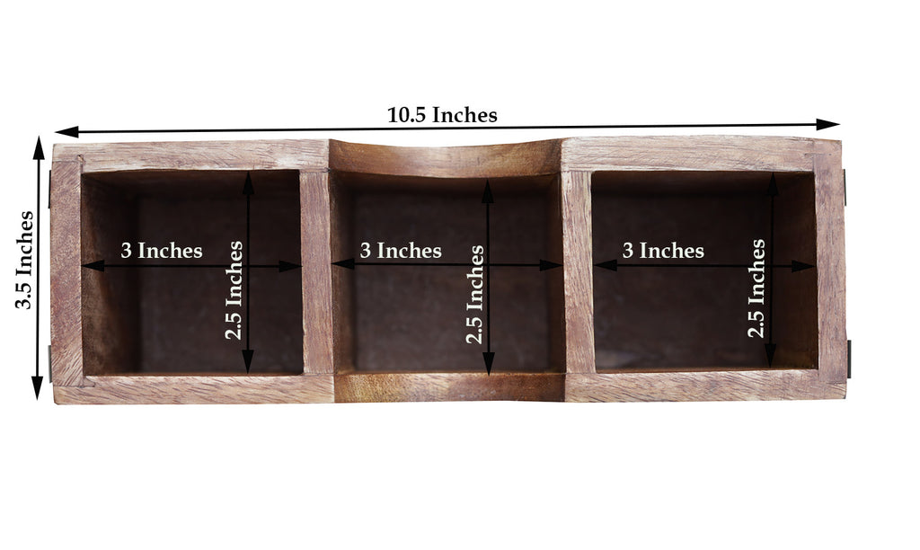 Mango Wood Utensils Caddy, Holder for Spoons, Forks, Knives, Salt Pepper, Napkins, Silverware Organizer, Flatware Holder - DharmaObjects