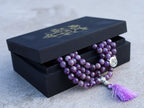 Gemstone OM Charm 108 Beads Prayer Mala With Box - DharmaObjects