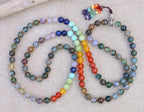 Indian Agate Chakra 108 Bead Meditation Mala | Multi Gemstone Prayer Beads | Yoga Healing Japa Mala | Buddhist Spiritual Necklace - DharmaObjects