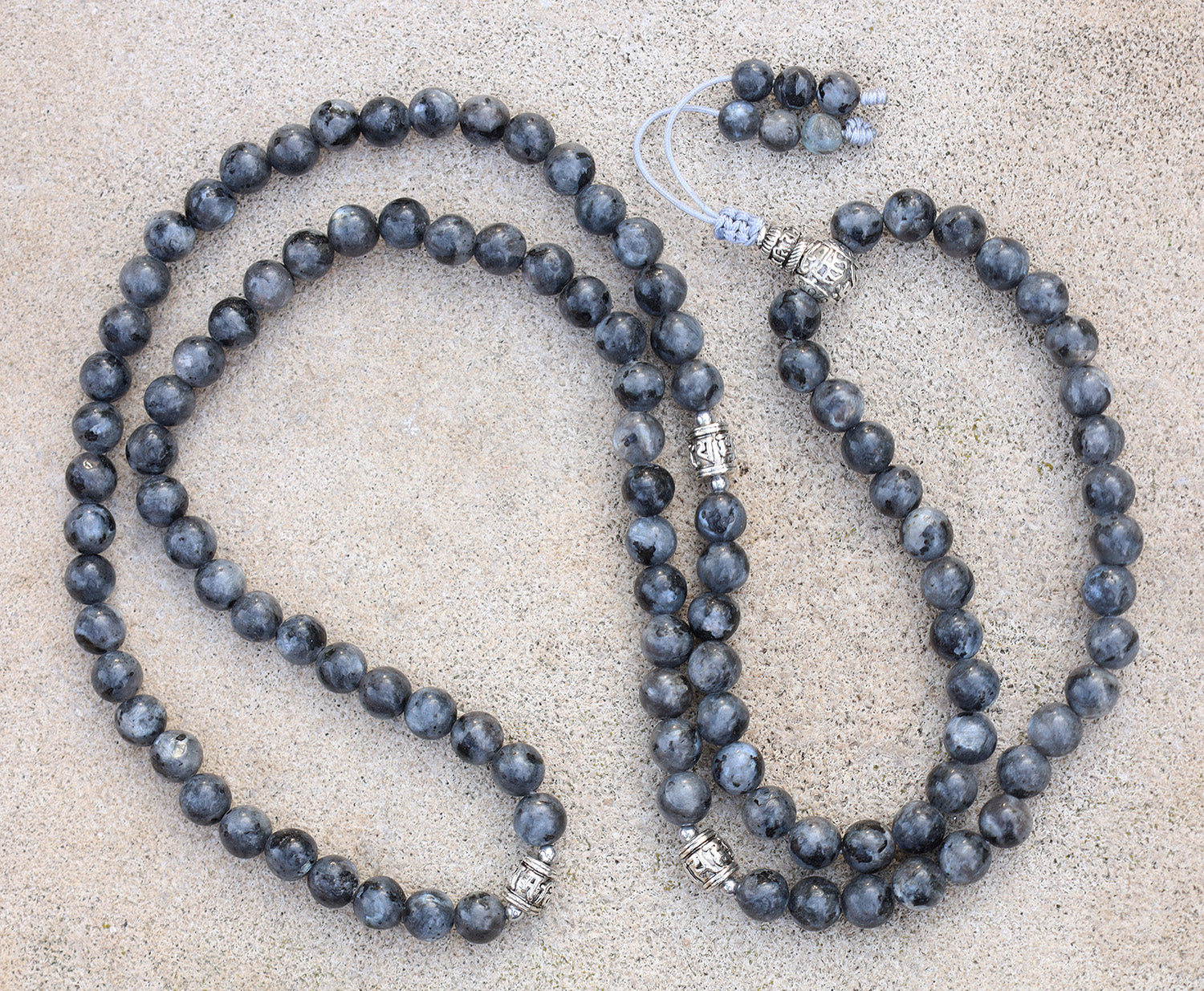 Labradorite 108 Bead Meditation Mala | Om Mani Padme Hum Prayer Beads | Buddhist Gemstone Japa Mala | Yoga Spiritual Necklace Gift - DharmaObjects