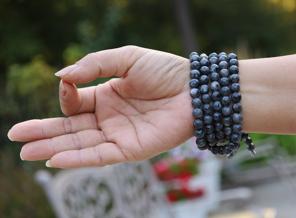 Labradorite 108 Bead Meditation Mala | Om Mani Padme Hum Prayer Beads | Buddhist Gemstone Japa Mala | Yoga Spiritual Necklace Gift - DharmaObjects