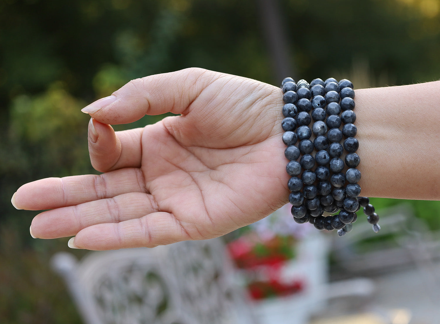 Labradorite 108 Bead Meditation Mala | Om Mani Padme Hum Prayer Beads | Buddhist Gemstone Japa Mala | Yoga Spiritual Necklace Gift - DharmaObjects