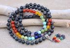 Labradorite Chakra 108 Bead Meditation Mala | Tibetan Gemstone Prayer Beads | Yoga Healing Japa Mala | Buddha Spiritual Necklace - DharmaObjects