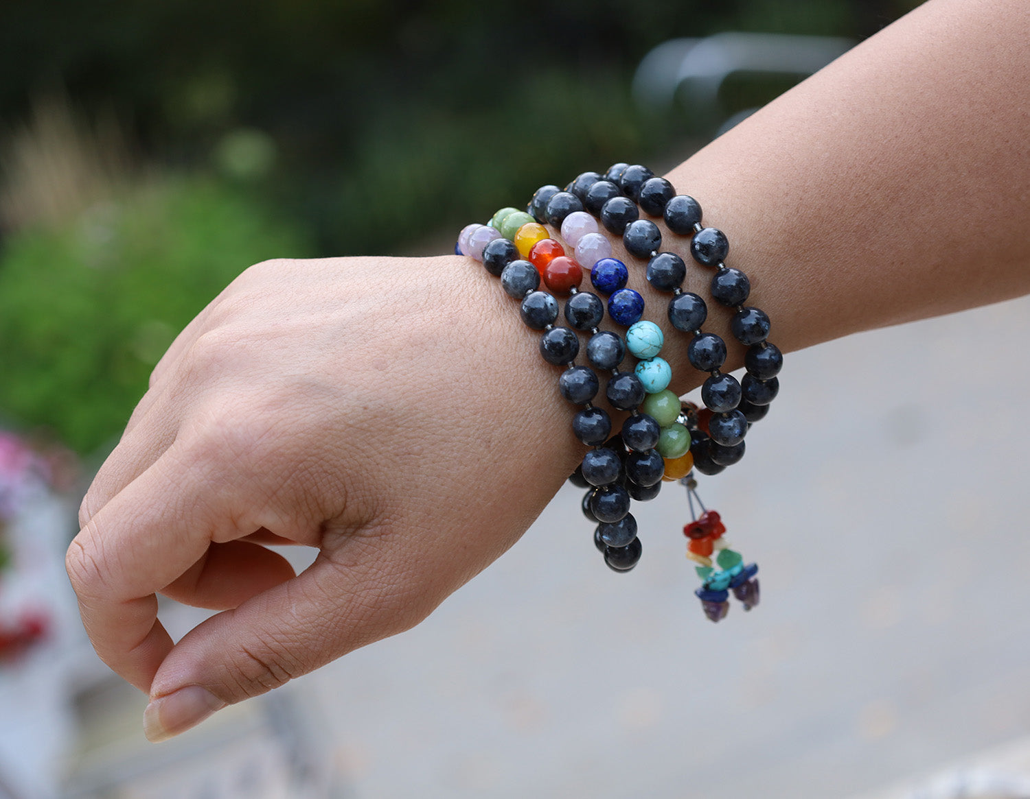 Labradorite Chakra 108 Bead Meditation Mala | Tibetan Gemstone Prayer Beads | Yoga Healing Japa Mala | Buddha Spiritual Necklace - DharmaObjects