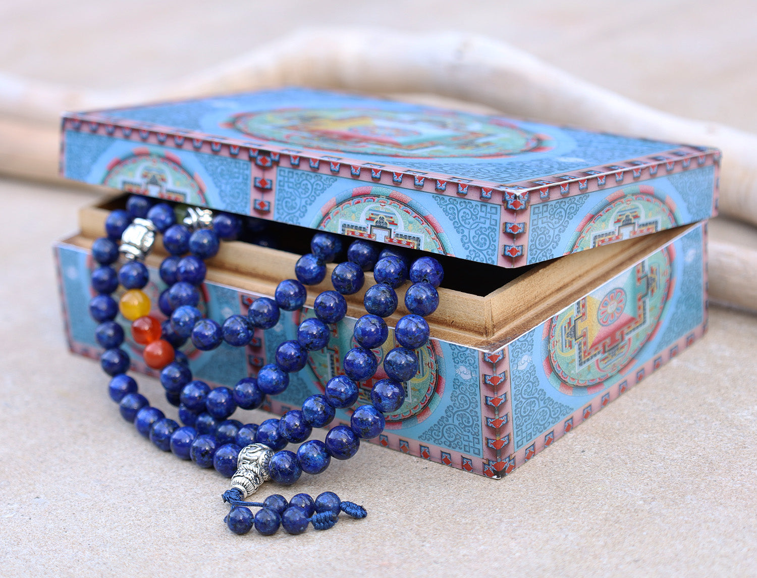 5 SETS - Inlaid Blue, Lapis Blue Tibetan Guru Bead Sets - Tibetan Hand –  TibetanBeadStore