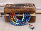 Tibetan Lapis Lazuli Chakra 108 Beads Mala Meditation Yoga With Silver Guru Bead, Silver Spacers And Mala Wooden Box - DharmaObjects
