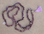 Gemstone Lotus Charm 108 Beads Prayer Mala With Box - DharmaObjects