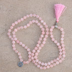 Gemstone Lotus Charm 108 Beads Prayer Mala With Box - DharmaObjects