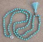Gemstone Lotus Charm 108 Beads Prayer Mala With Box - DharmaObjects