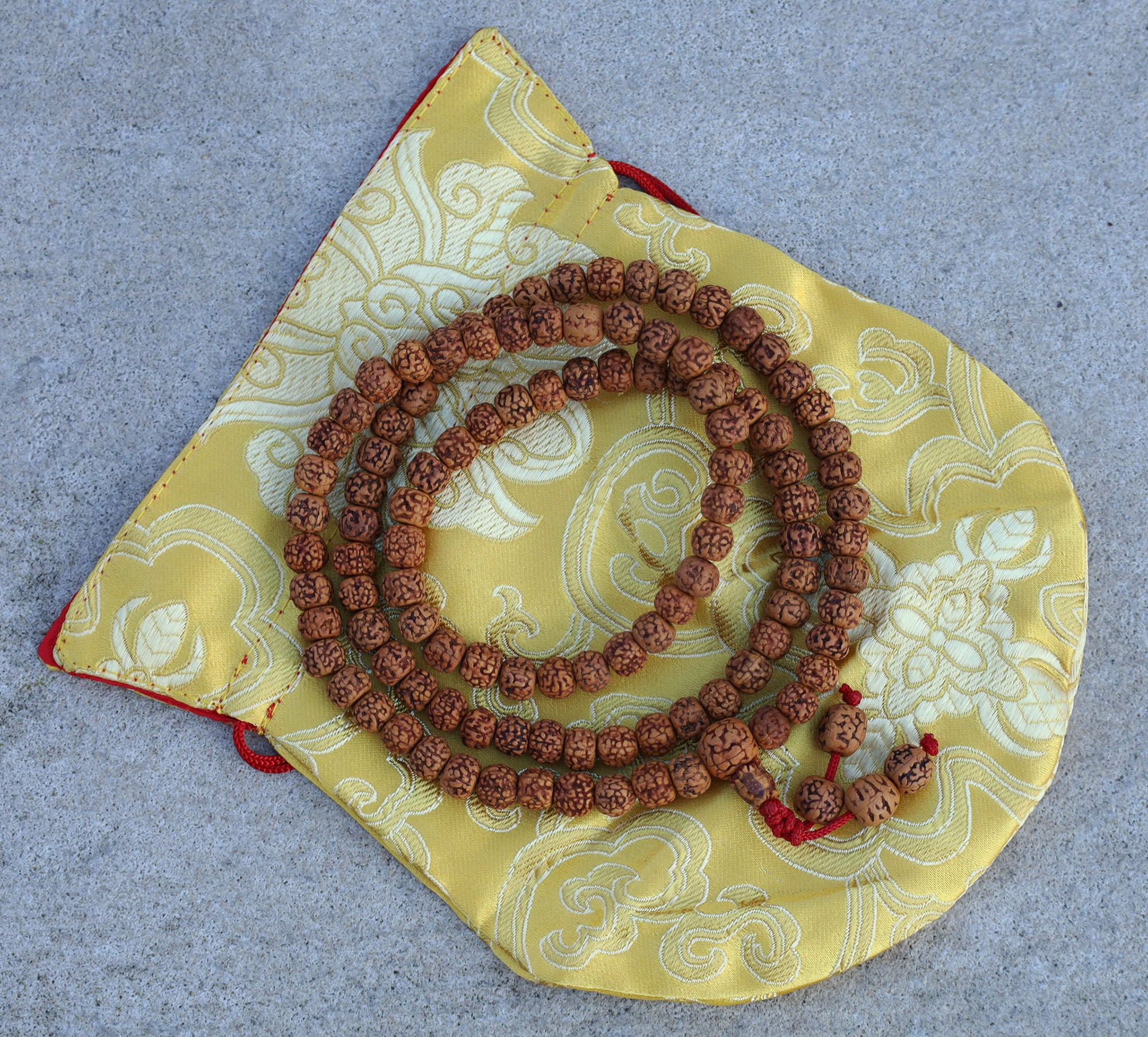 Natural Rudraksha Seed 108 Bead Meditation Mala | Hindu Prayer Beads | Yoga Mala Necklace | Buddhist Japa Mala | Spiritual Meditation Gift - DharmaObjects