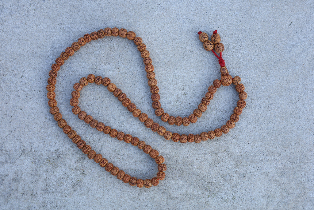 Natural Rudraksha Seed 108 Bead Meditation Mala | Hindu Prayer Beads | Yoga Mala Necklace | Buddhist Japa Mala | Spiritual Meditation Gift - DharmaObjects