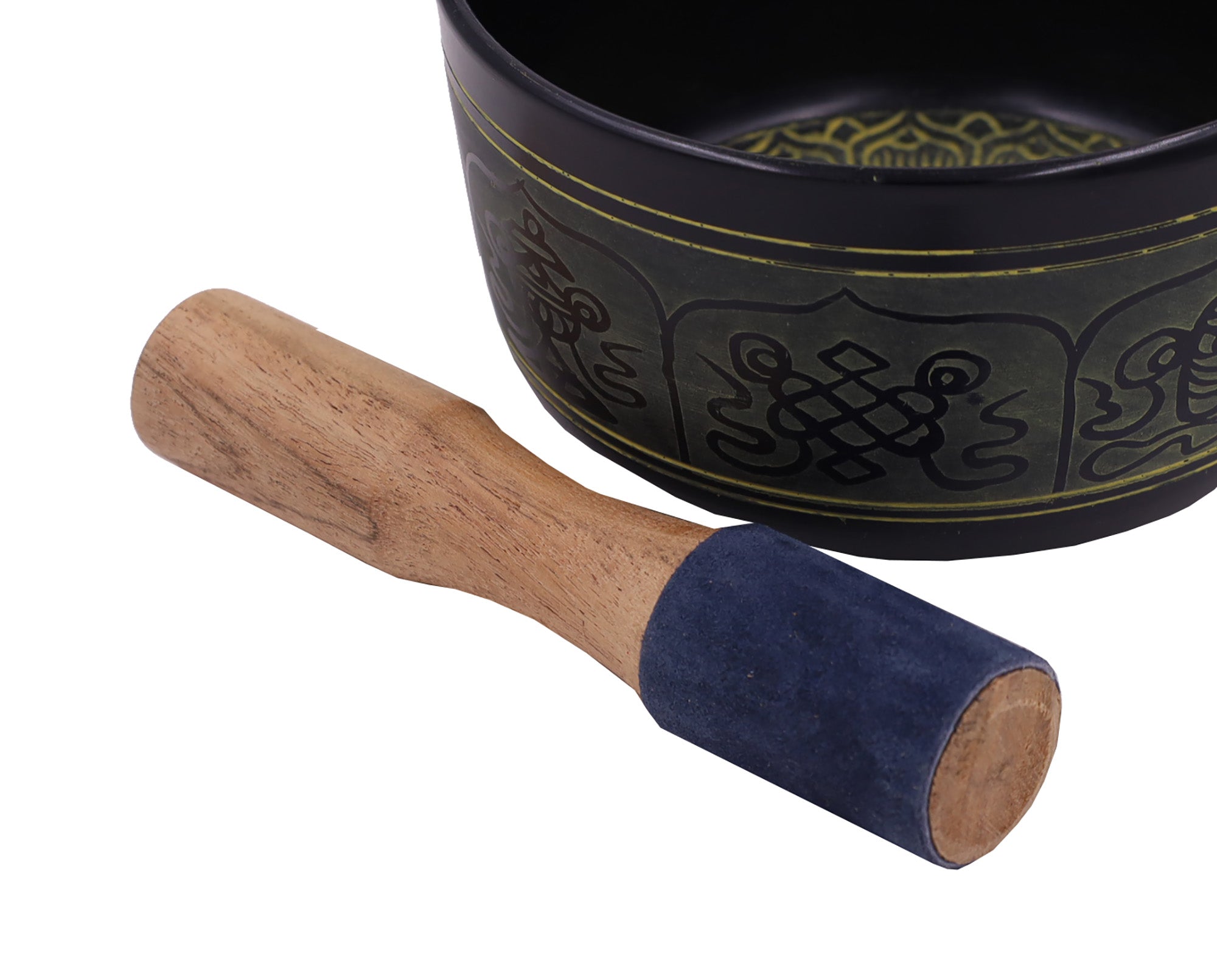 Tibetan Hard Wood Easy Play Singing Bowl Leather-Wrapped Striker, Mallet - DharmaObjects