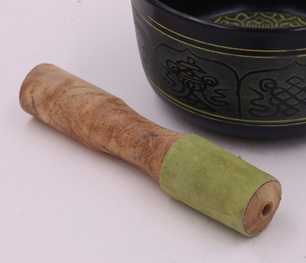Tibetan Hard Wood Easy Play Singing Bowl Leather-Wrapped Striker, Mallet - DharmaObjects