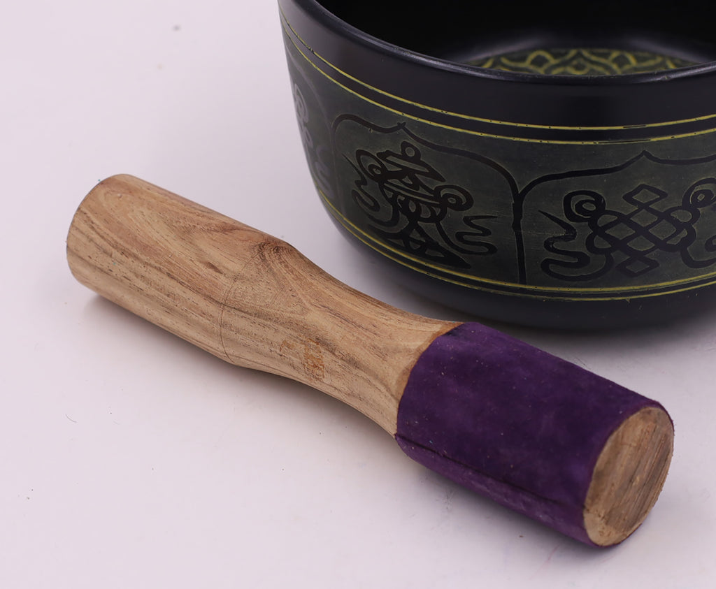 Tibetan Hard Wood Easy Play Singing Bowl Leather-Wrapped Striker, Mallet - DharmaObjects